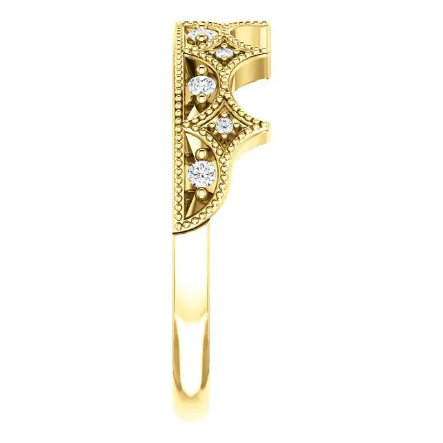 Royal Round Diamond Milgrain Crown Milgrain Band Fire Brilliance Rings