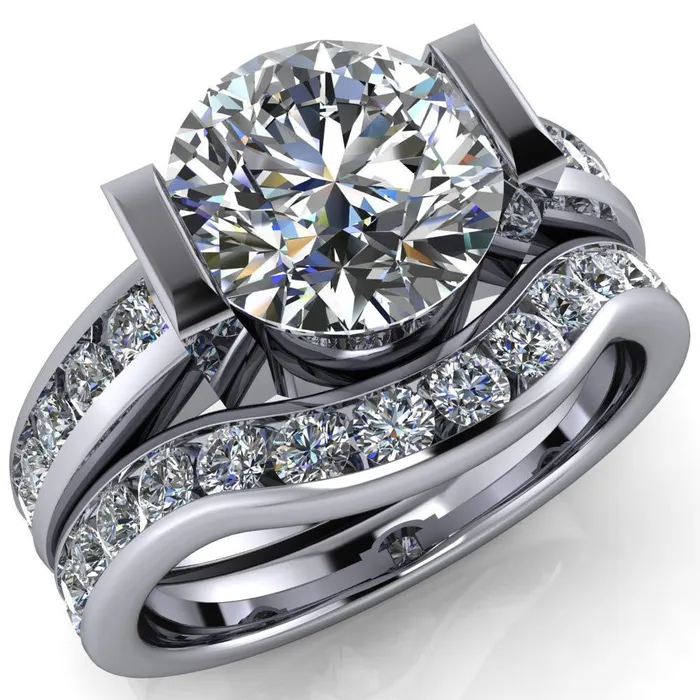 Savannah Round Center Stone Half Bezel Full Under Bezel Channel Diamond Sides Ring Fire Brilliance Rings Savannah Round Center Stone Half Bezel Full Under Bezel Channel Diamond Sides Ring Fire Brilliance Rings