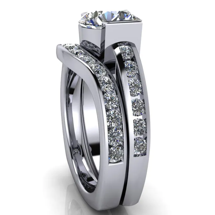 Savannah Round Center Stone Half Bezel Full Under Bezel Channel Diamond Sides Ring Fire Brilliance Rings