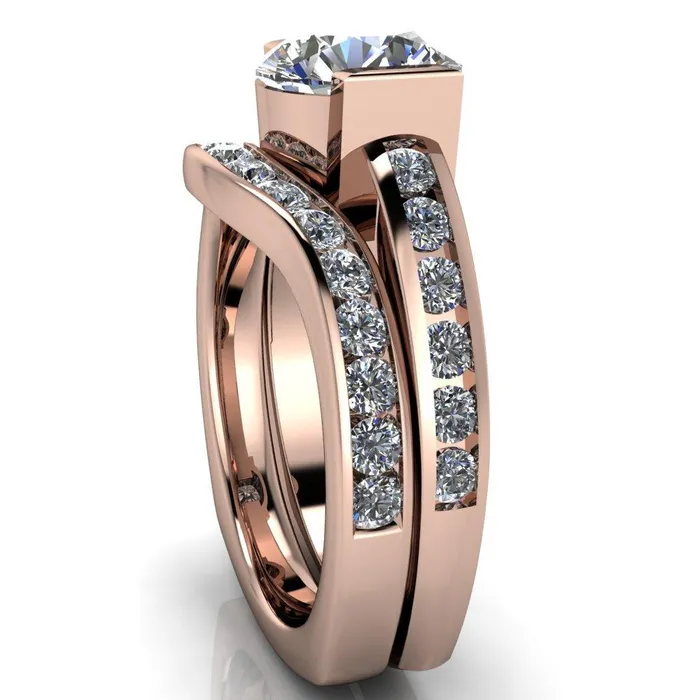 Savannah Round Center Stone Half Bezel Full Under Bezel Channel Diamond Sides Ring Fire Brilliance Rings