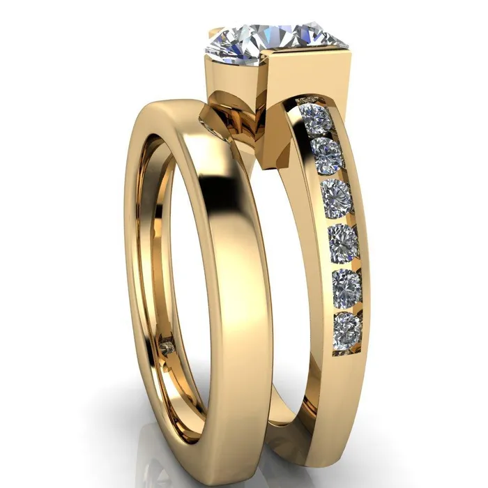 Savannah Round Center Stone Half Bezel Full Under Bezel Channel Diamond Sides Ring Fire Brilliance Rings