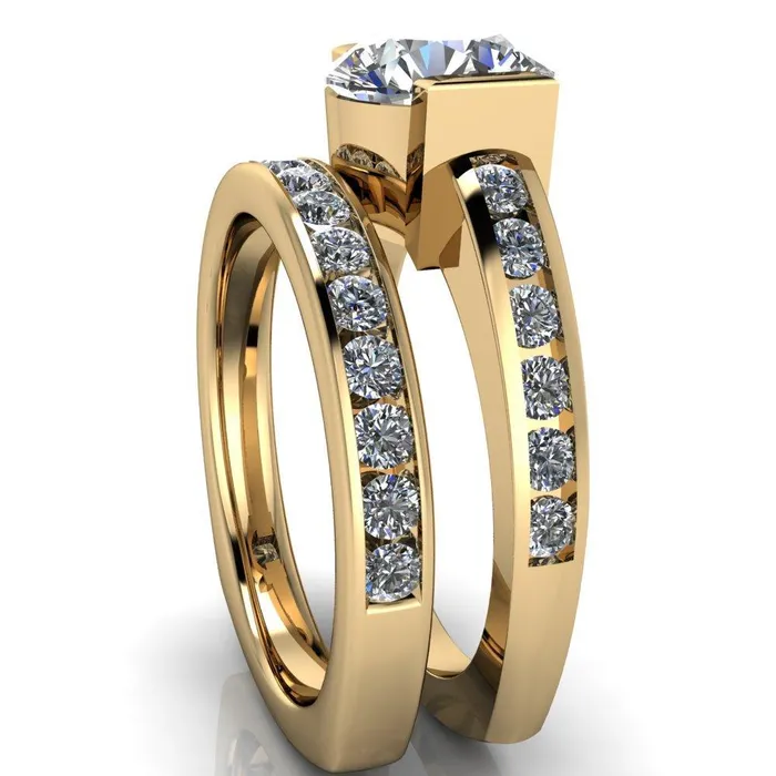 Savannah Round Center Stone Half Bezel Full Under Bezel Channel Diamond Sides Ring Fire Brilliance Rings