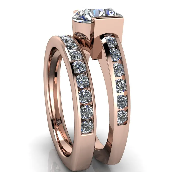 Savannah Round Center Stone Half Bezel Full Under Bezel Channel Diamond Sides Ring Fire Brilliance Rings