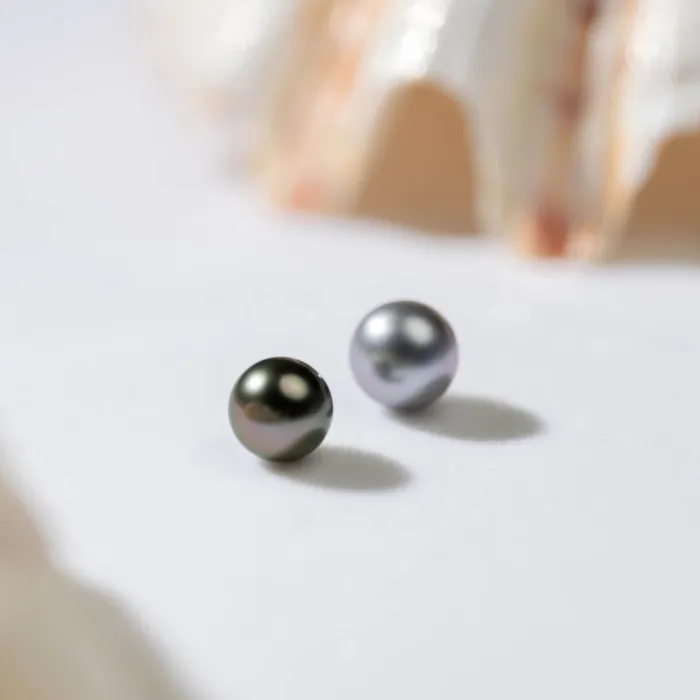 Second Grade Round Tahitian Pearls WA00022 Pearly Lustre Rings