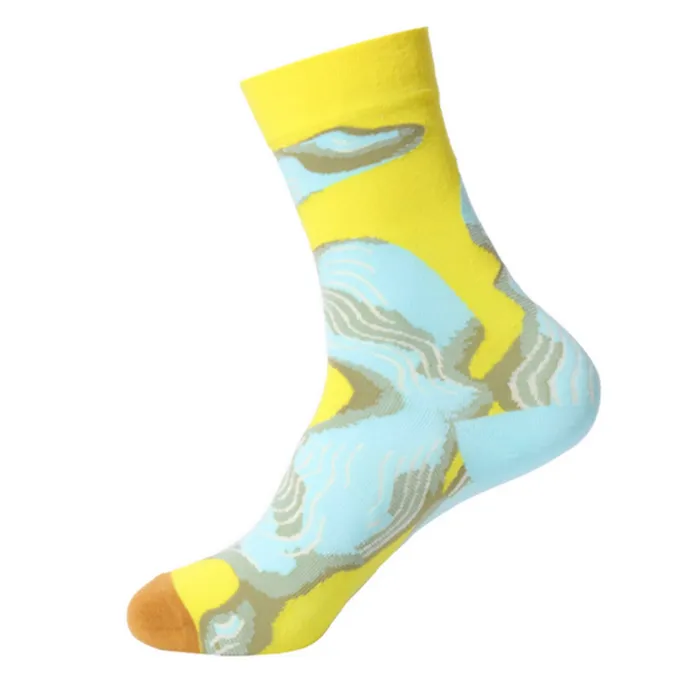 SF1124 Yellow Blue Whimsical Pattern Socks POLLY Rings