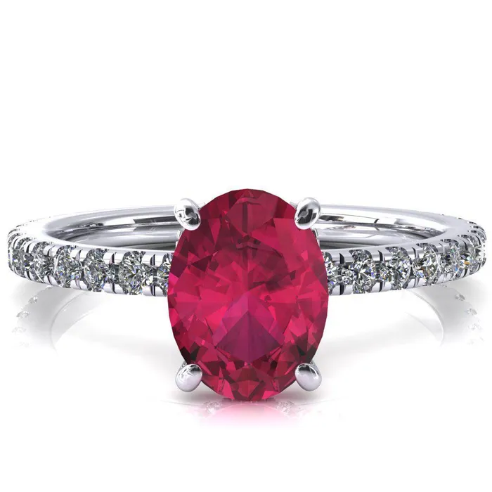Sicili Oval Ruby 4 Prong 34 Micro Pave Diamond Engagement Ring Fire Brilliance Rings Sicili Oval Ruby 4 Prong 34 Micro Pave Diamond Engagement Ring Fire Brilliance Rings