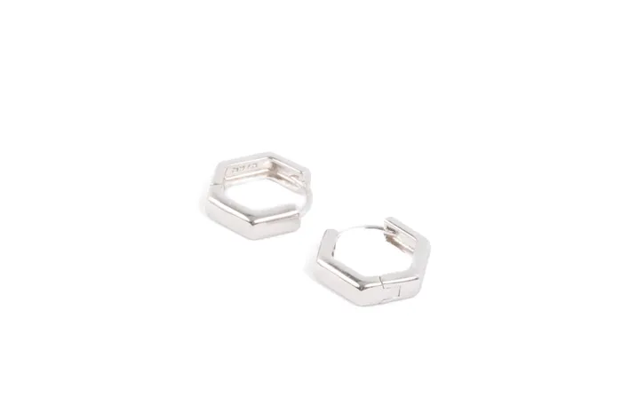 Silver Hexagon Huggies DLUX Rings