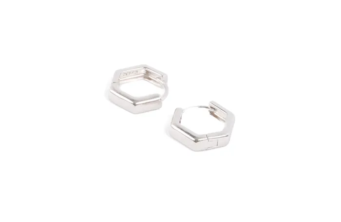 Silver Hexagon Huggies DLUX Rings