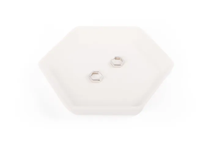 Silver Hexagon Huggies DLUX Rings