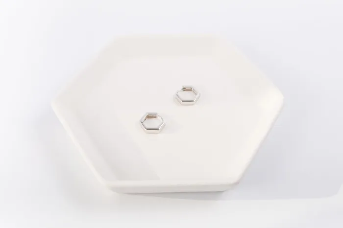 Silver Hexagon Huggies DLUX Rings