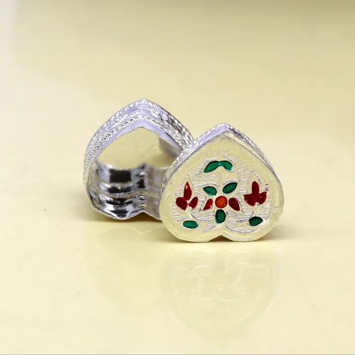Sindur box 925 sterling silver handmade gorgeous heart shape small eyes kajal box trinket box casket box container box silver article stb80 TRIBAL ORNAMENTS Rings
