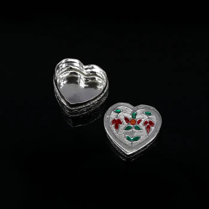 Sindur box 925 sterling silver handmade gorgeous heart shape small eyes kajal box trinket box casket box container box silver article stb80 TRIBAL ORNAMENTS Rings