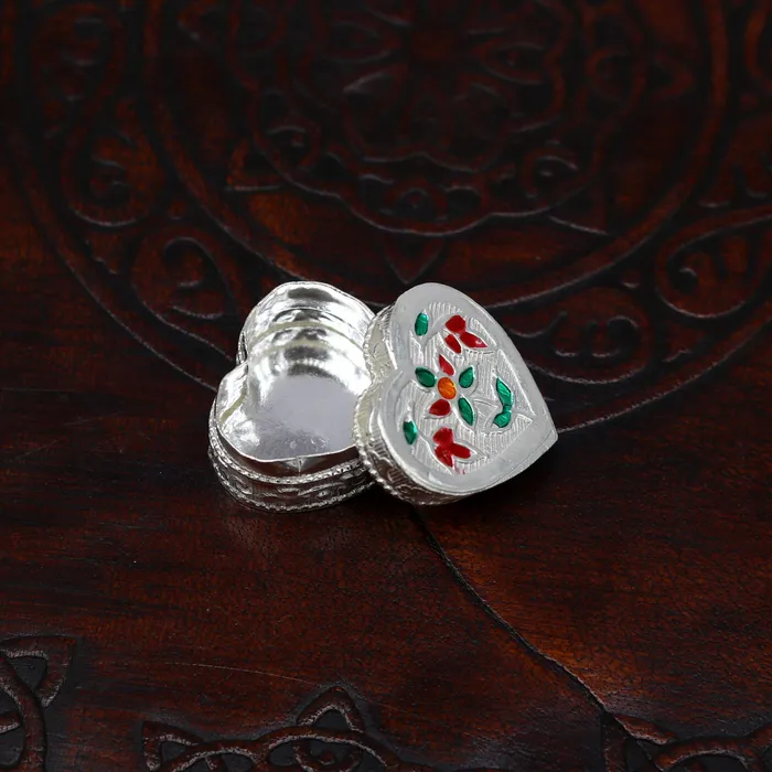Sindur box 925 sterling silver handmade gorgeous heart shape small eyes kajal box trinket box casket box container box silver article stb80 TRIBAL ORNAMENTS Rings
