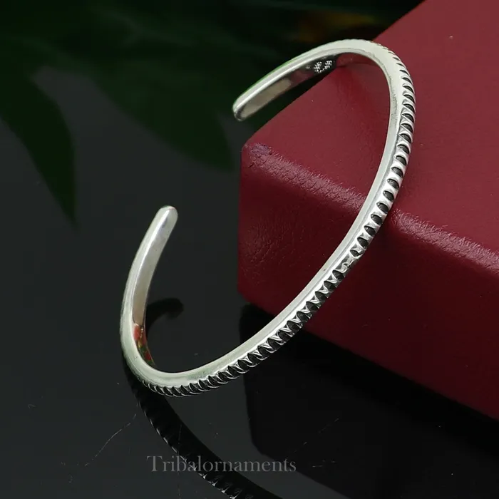solid 925 sterling silver handmade adjustable cuff bangle bracelet unsex gifting jewelry best gift cuff bracelet from india nsk375 TRIBAL ORNAMENTS Bracelets