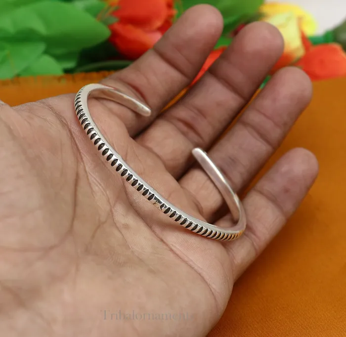 solid 925 sterling silver handmade adjustable cuff bangle bracelet unsex gifting jewelry best gift cuff bracelet from india nsk375 TRIBAL ORNAMENTS Bracelets
