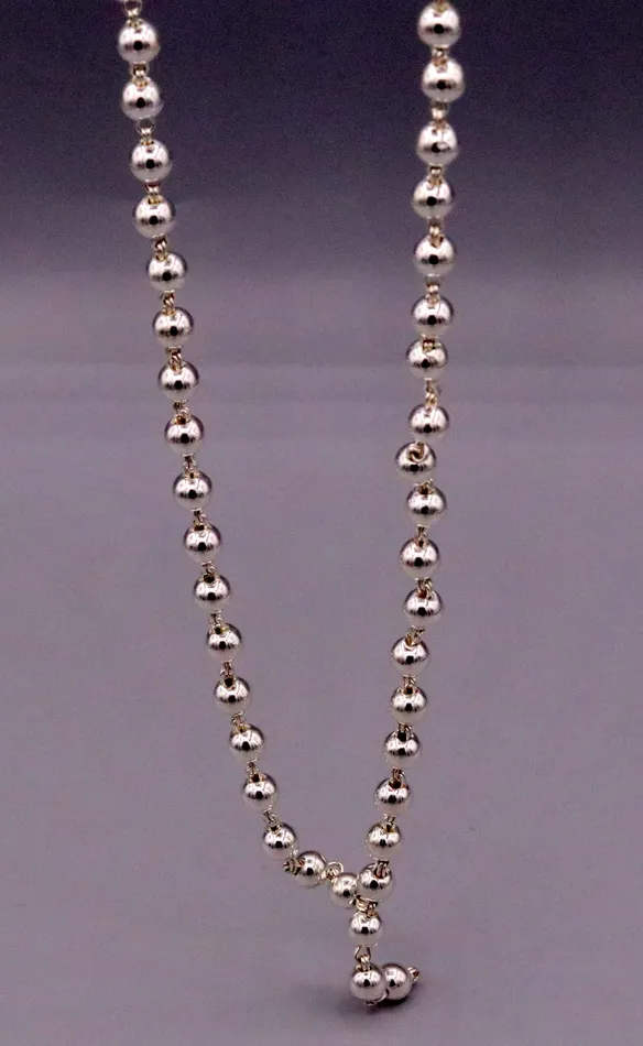 Solid silver handmade fabulous silver 109 beads chain necklace for jap mala for japping mantra for god mediation ch22 TRIBAL ORNAMENTS Necklaces