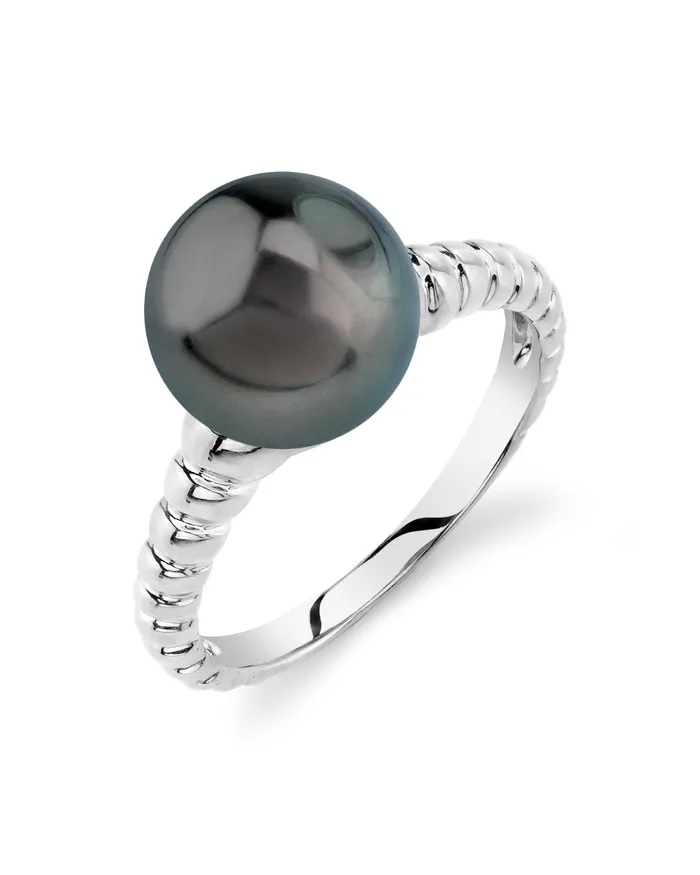spt Black Tahitian Pearl Echo Solitaire Ring Rings