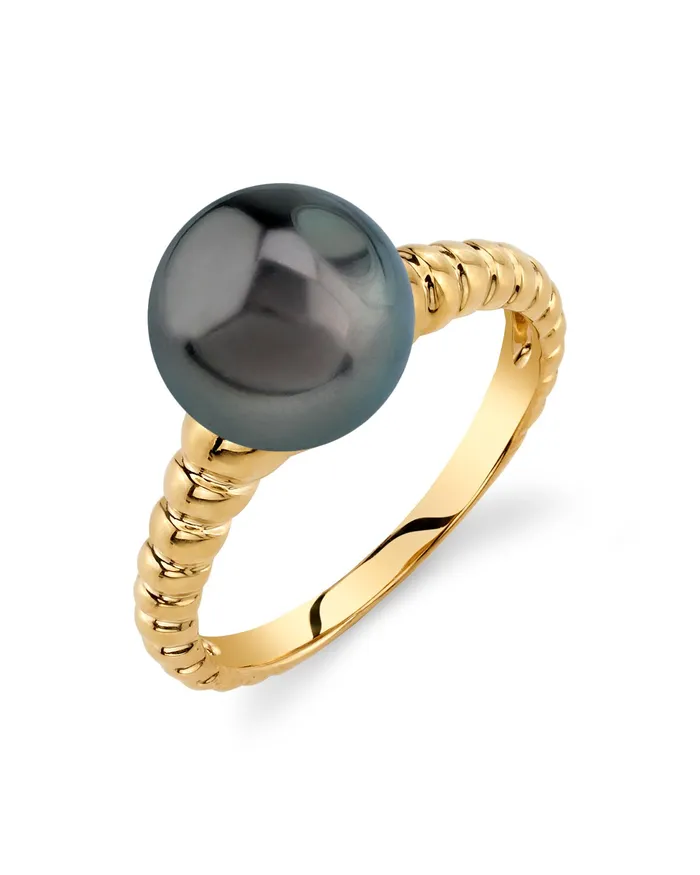 spt Black Tahitian Pearl Echo Solitaire Ring Rings