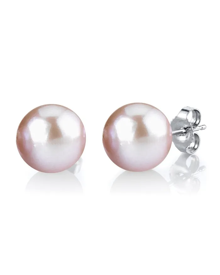 spt Earrings 10mm Pink Freshwater Round Pearl Stud Earrings