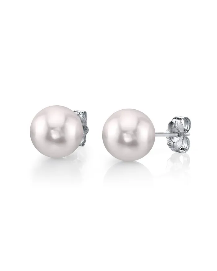spt Earrings 5055mm White Akoya Round Pearl Stud Earrings
