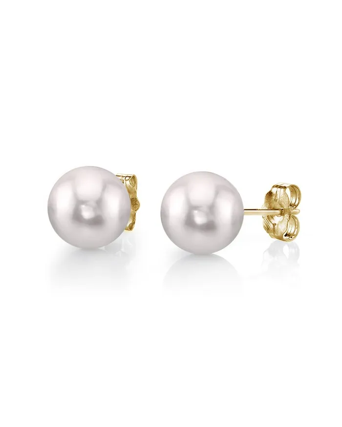 spt Earrings 5055mm White Akoya Round Pearl Stud Earrings