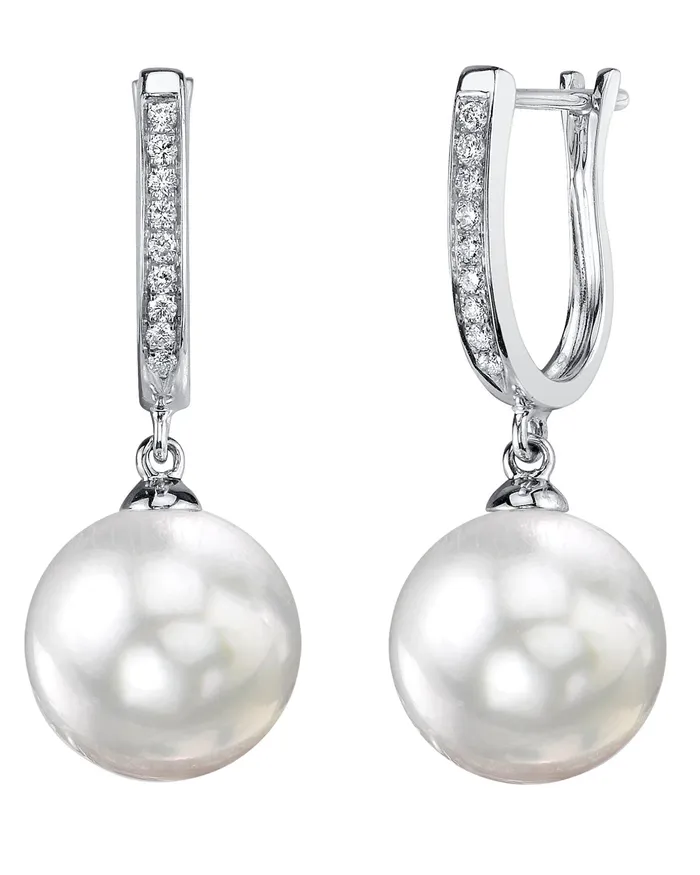 spt Earrings White South Sea Pearl Diamond Captivate Dangle Earrings