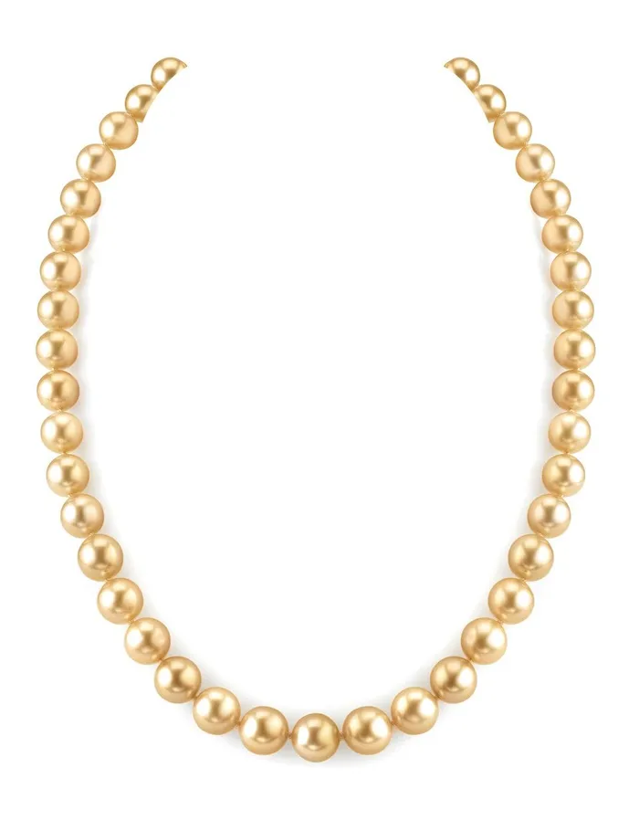 SPT Necklaces 810mm Golden South Sea Pearl Necklace AAAA Quality