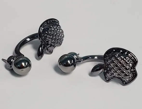 Susan E602 Gun Metal Apple Peek a Boo Earrings Earrings