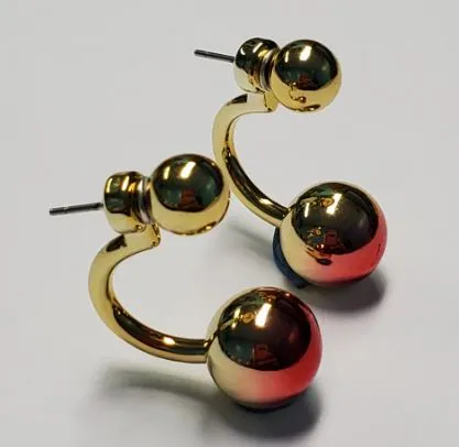 Susan Earrings E1276 Two Tone Gold Red Peek a Boo Earrings