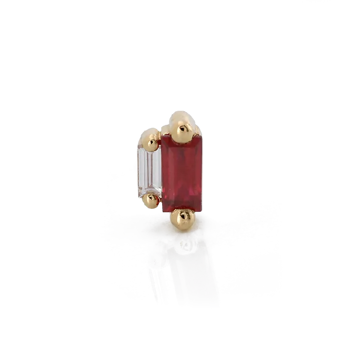 Suzanne Kalan Earrings Stepping Baguettes Ruby