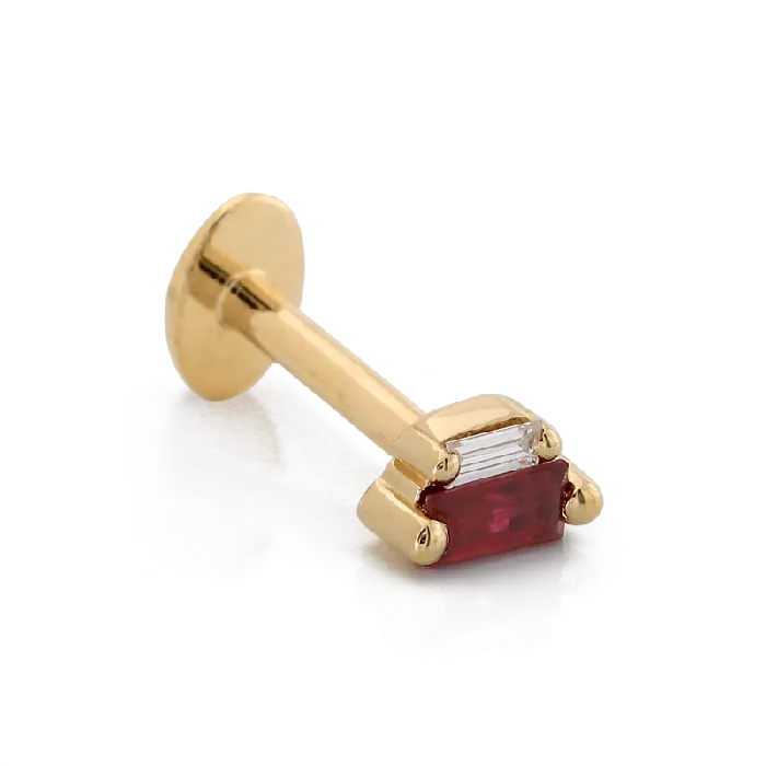Suzanne Kalan Earrings Stepping Baguettes Ruby