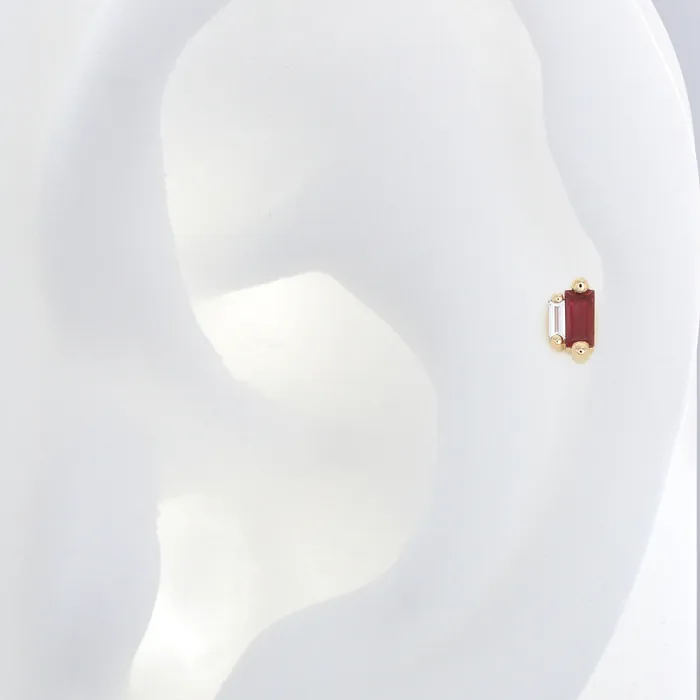 Suzanne Kalan Earrings Stepping Baguettes Ruby
