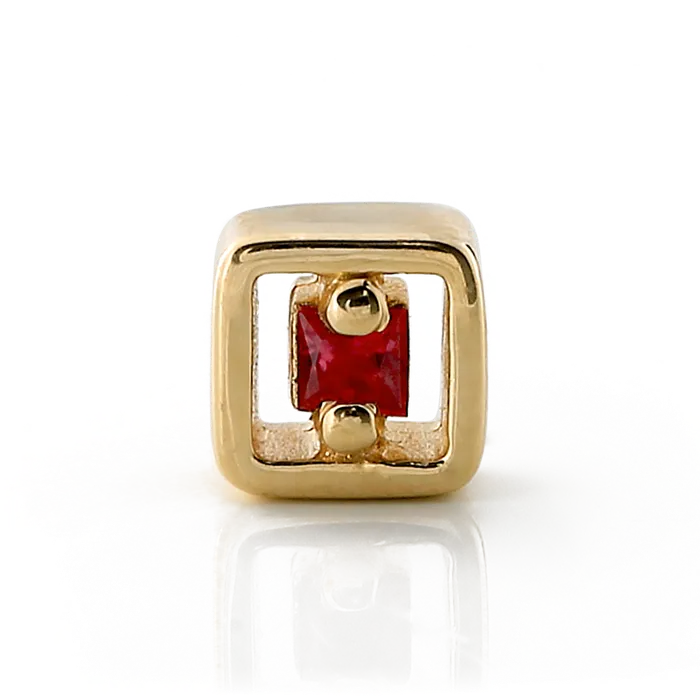 Suzanne Kalan Necklaces Hollow Square with Stone Ruby
