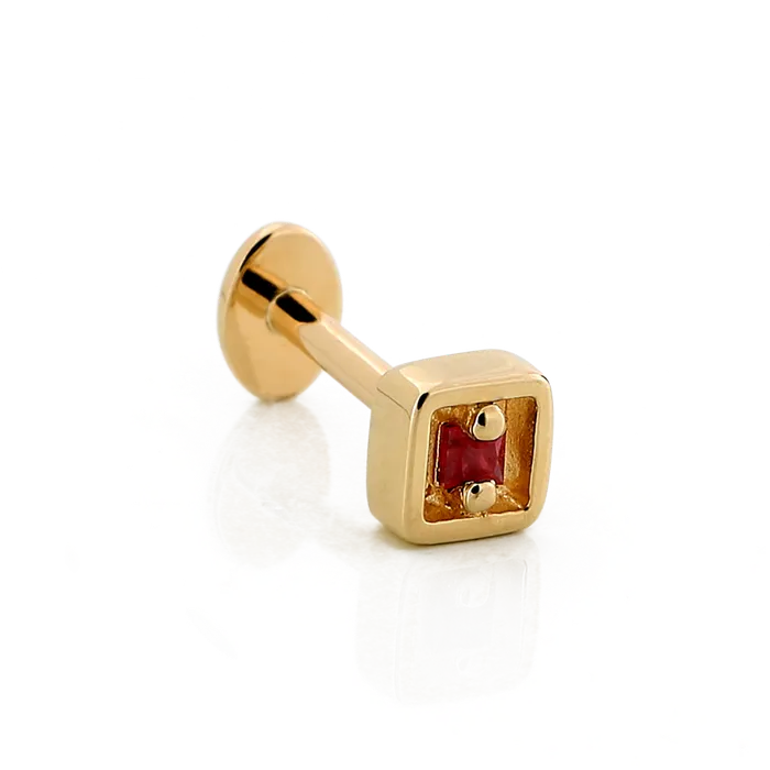 Suzanne Kalan Necklaces Hollow Square with Stone Ruby