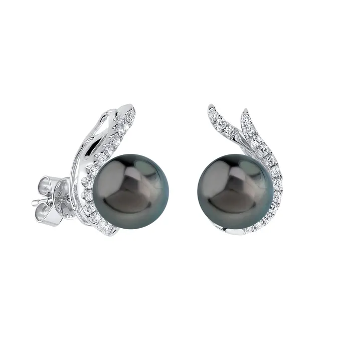 Tahitian South Sea Pearls Diamond Rebecca Earrings spt Earrings