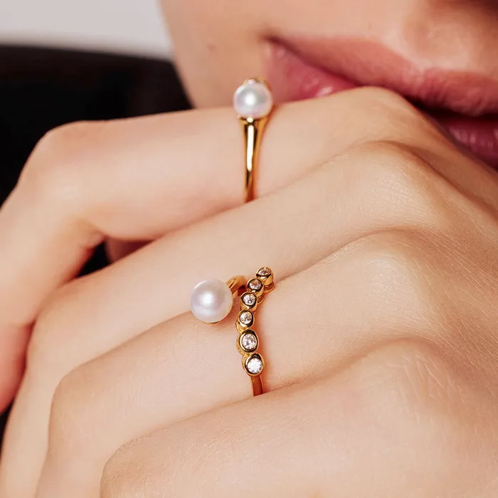 Top Grade Freshwater Pearl Ring WR00298 BUBBLE Pearly Lustre Rings