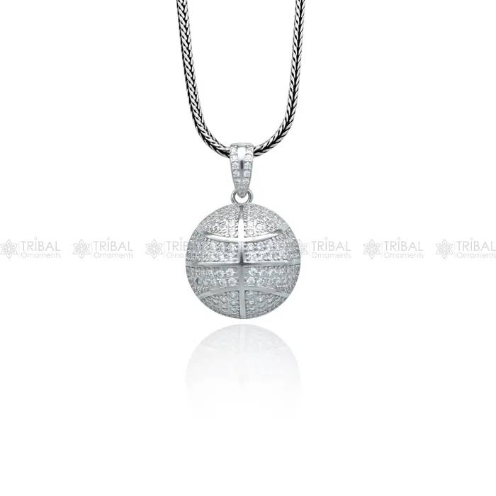 TRIBAL ORNAMENTS 925 Sterling silver basket ball sports pendant nsp957 Necklaces TRIBAL ORNAMENTS 925 Sterling silver basket ball sports pendant nsp957 Necklaces