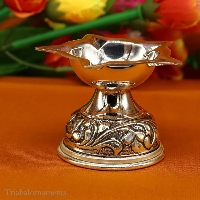 TRIBAL ORNAMENTS 925 sterling silver gorgeous chitai work kandrai work design oil lamp silver Deepak silver temple article Diwali puja utensils art su498 Rings TRIBAL ORNAMENTS 925 sterling silver gorgeous chitai work kandrai work design oil lamp silver Deepak silver temple article Diwali puja utensils art su498 Rings