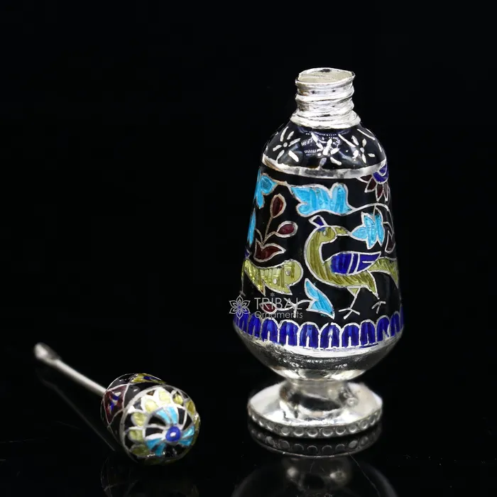 TRIBAL ORNAMENTS 925 Sterling silver handmade fabulous trinket box gorgeous container box casket box sindoor box enamel work brides gifting box stb789 Rings TRIBAL ORNAMENTS 925 Sterling silver handmade fabulous trinket box gorgeous container box casket box sindoor box enamel work brides gifting box stb789 Rings