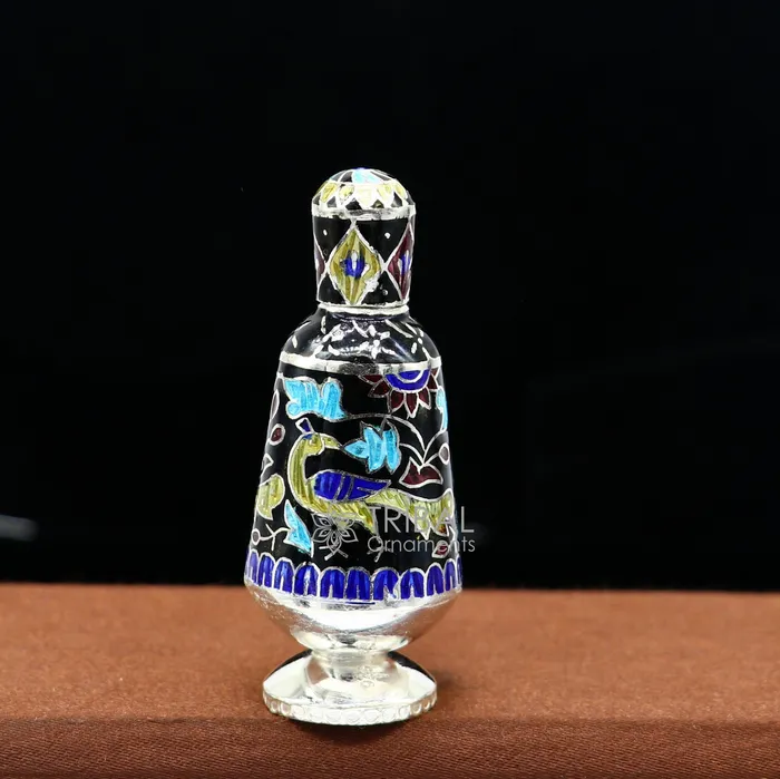 TRIBAL ORNAMENTS 925 Sterling silver handmade fabulous trinket box gorgeous container box casket box sindoor box enamel work brides gifting box stb789 Rings