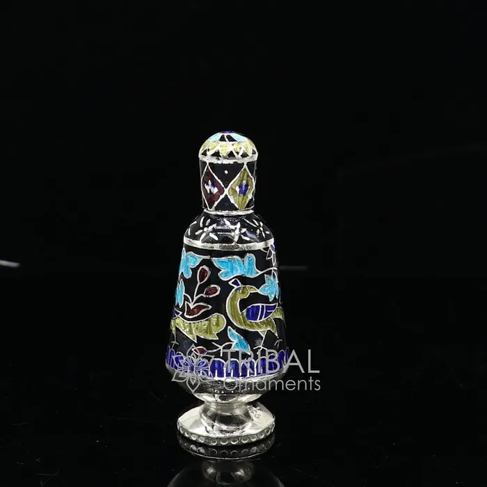 TRIBAL ORNAMENTS 925 Sterling silver handmade fabulous trinket box gorgeous container box casket box sindoor box enamel work brides gifting box stb789 Rings