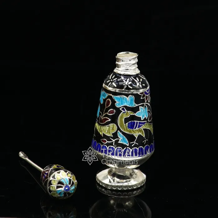 TRIBAL ORNAMENTS 925 Sterling silver handmade fabulous trinket box gorgeous container box casket box sindoor box enamel work brides gifting box stb789 Rings