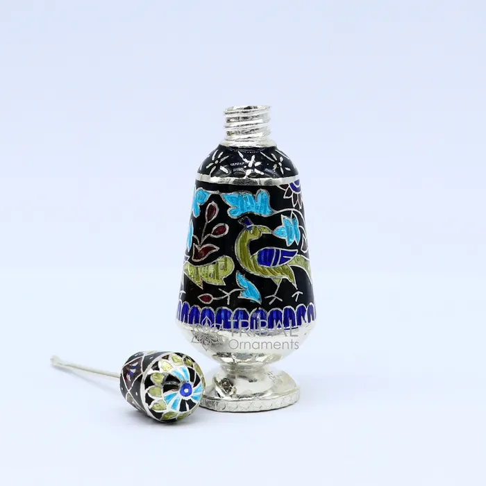 TRIBAL ORNAMENTS 925 Sterling silver handmade fabulous trinket box gorgeous container box casket box sindoor box enamel work brides gifting box stb789 Rings