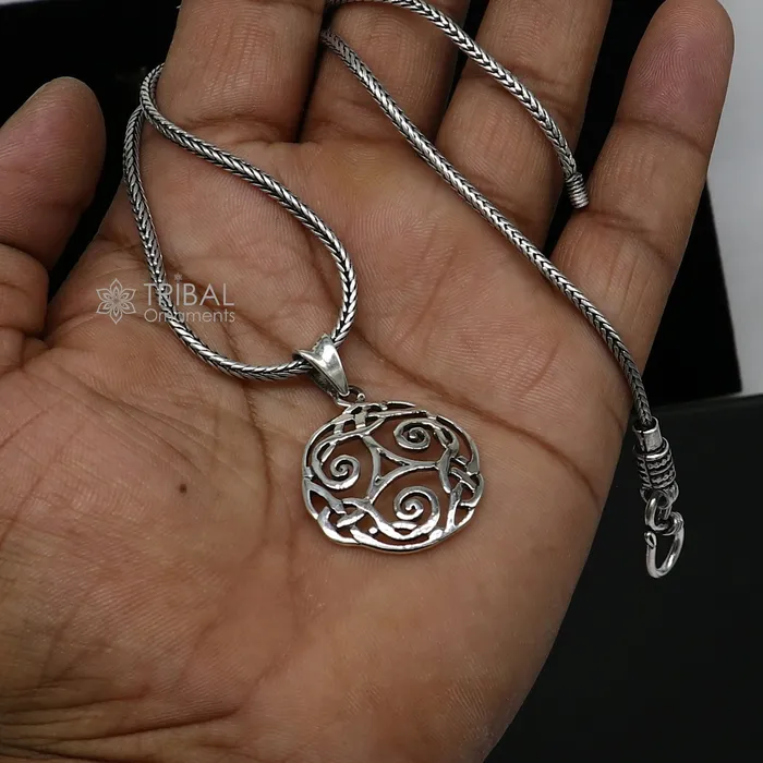 TRIBAL ORNAMENTS 925 sterling silver Triskelion CELTIC pendant excellent high quality pendant silver necklace locket nsp708 Necklaces