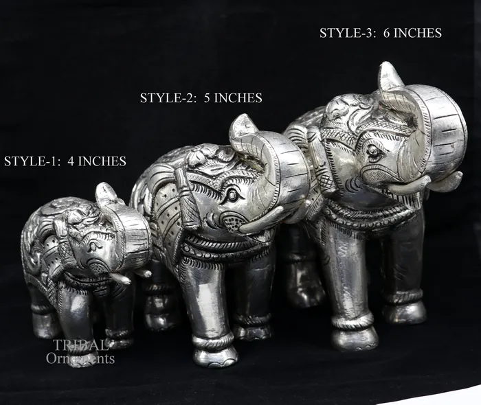 TRIBAL ORNAMENTS 999 fine silver handcrafted Nakshi design wooden base upper trunk Elephant statue puja article figurine for wealth prosperity art533 Necklaces TRIBAL ORNAMENTS 999 fine silver handcrafted Nakshi design wooden base upper trunk Elephant statue puja article figurine for wealth prosperity art533 Necklaces