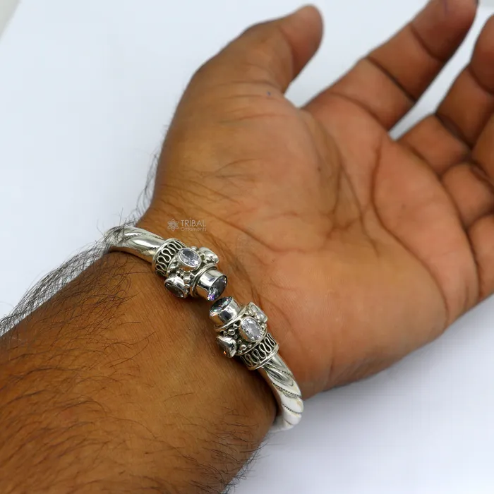 TRIBAL ORNAMENTS Bracelets 925 sterling silver customized flexible bangle bracelet unique stylish best gifting bangle blue turquoise stone jewellery nsk842 TRIBAL ORNAMENTS Bracelets 925 sterling silver customized flexible bangle bracelet unique stylish best gifting bangle blue turquoise stone jewellery nsk842