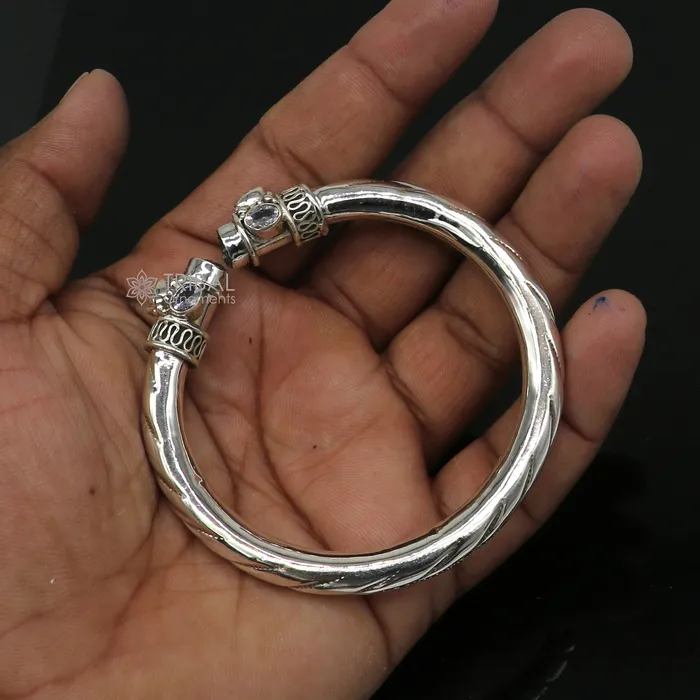 TRIBAL ORNAMENTS Bracelets 925 sterling silver customized flexible bangle bracelet unique stylish best gifting bangle blue turquoise stone jewellery nsk842 TRIBAL ORNAMENTS Bracelets 925 sterling silver customized flexible bangle bracelet unique stylish best gifting bangle blue turquoise stone jewellery nsk842