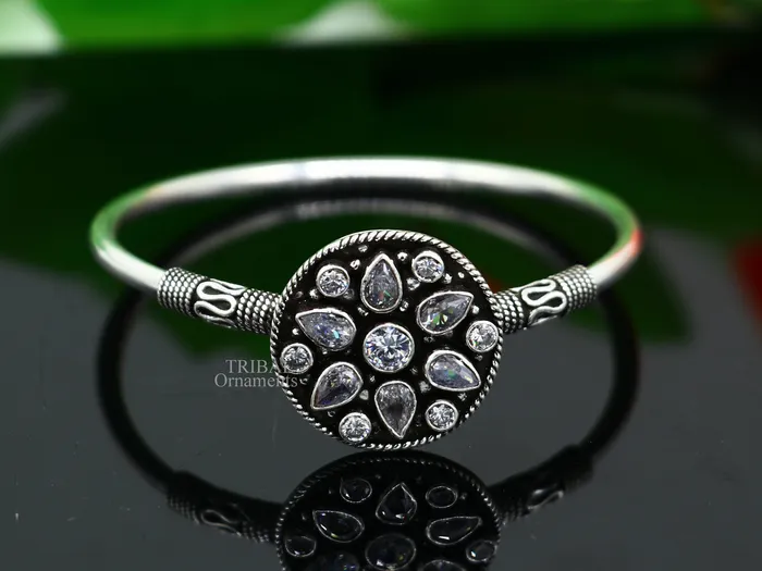 TRIBAL ORNAMENTS Bracelets 925 sterling silver fabulous cut stone handmade bangle bracelet cuff kada girls gift customized personalized jewelry hnssk720 TRIBAL ORNAMENTS Bracelets 925 sterling silver fabulous cut stone handmade bangle bracelet cuff kada girls gift customized personalized jewelry hnssk720