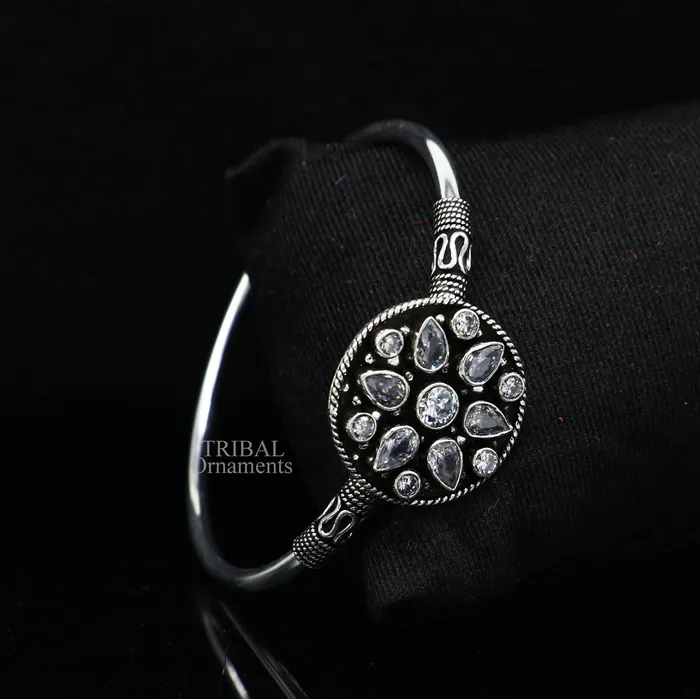 TRIBAL ORNAMENTS Bracelets 925 sterling silver fabulous cut stone handmade bangle bracelet cuff kada girls gift customized personalized jewelry hnssk720