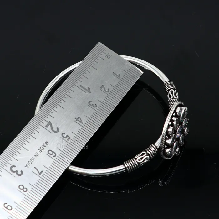 TRIBAL ORNAMENTS Bracelets 925 sterling silver fabulous cut stone handmade bangle bracelet cuff kada girls gift customized personalized jewelry hnssk720